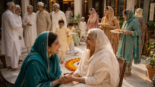 Muslim parent and candidate managing rishta introductions together on Humraah